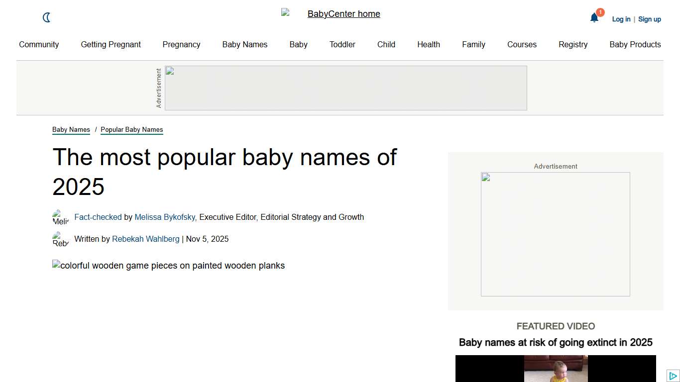 The most popular baby names of 2025 BabyCenter