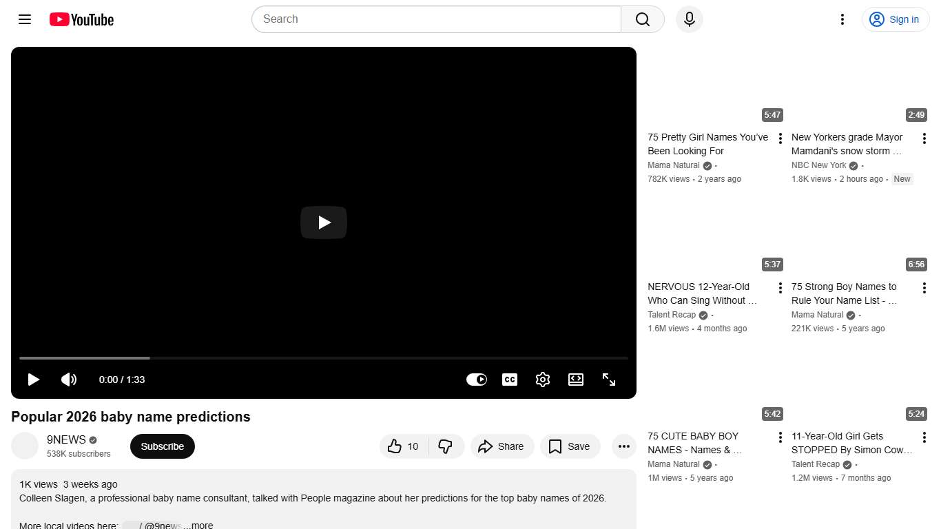 Popular 2026 baby name predictions - YouTube